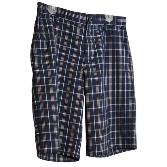 ADIDAS Navy Plaid Golf Shorts, Size 32 - Picture 2 of 8